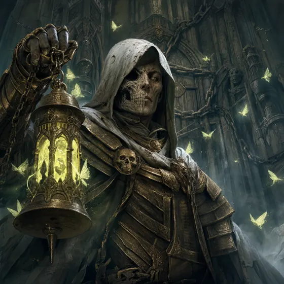 Gravekeep, a hooded skeletal figure with a lantern